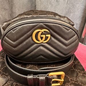 GG Marmont Belt Bag, Matelasse Leather. Black